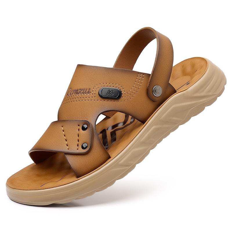 

Модный новый мужской летний дышащий повседневный пляж обувь модные и популярные трендовые уличные противоскользящие сандалии на мягкой подошве для мужчин 44 хаки