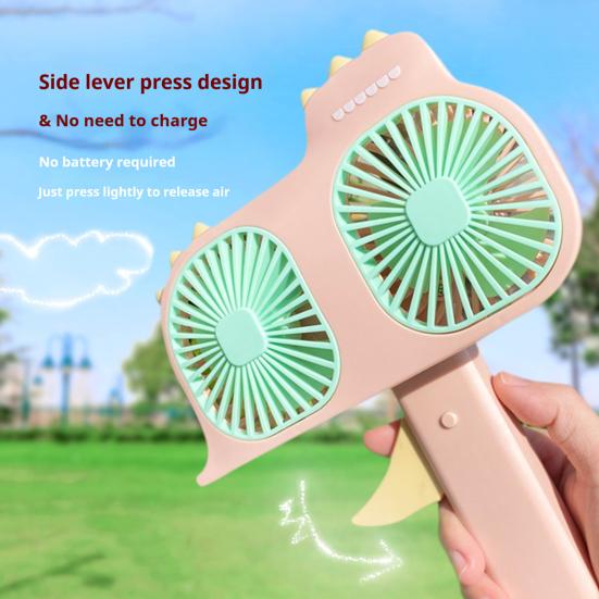 Mini Portable Fan Manual Hand Pressed Handheld Fan Double Head Personal Cooling Fan for Travel Office Outdoor Women Men Kids