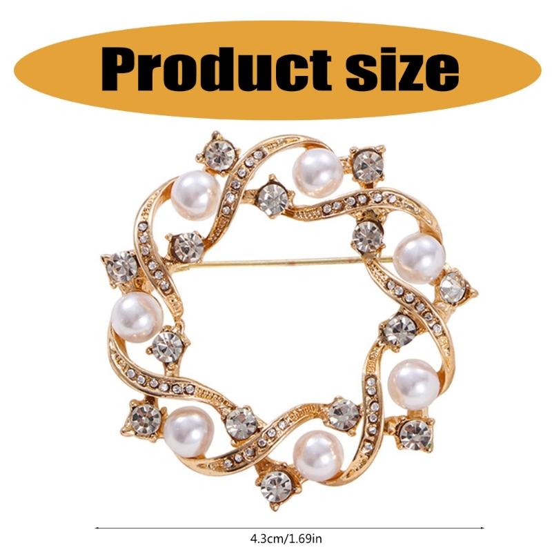 All-Matching Lapel Pins Fashoin Pearls Wreath Brooch Round Pins Elegant Badge Breastpin Decoration Clothes Accessories