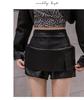 2026 Autumn/Winter Matte Frosted Coffee PU High Waist A-Line Midi Skirt