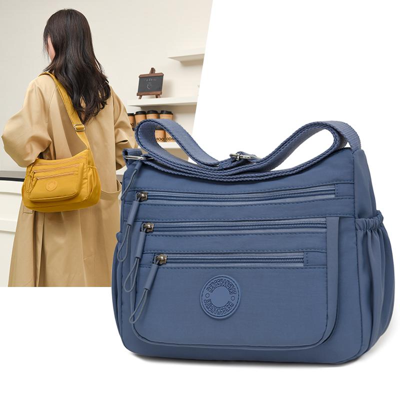 Damen Schultertasche mit großer Kapazität aus wasserabweisendem Nylon, Mehrfachfach-Pendler-Tasche, Umhängetasche