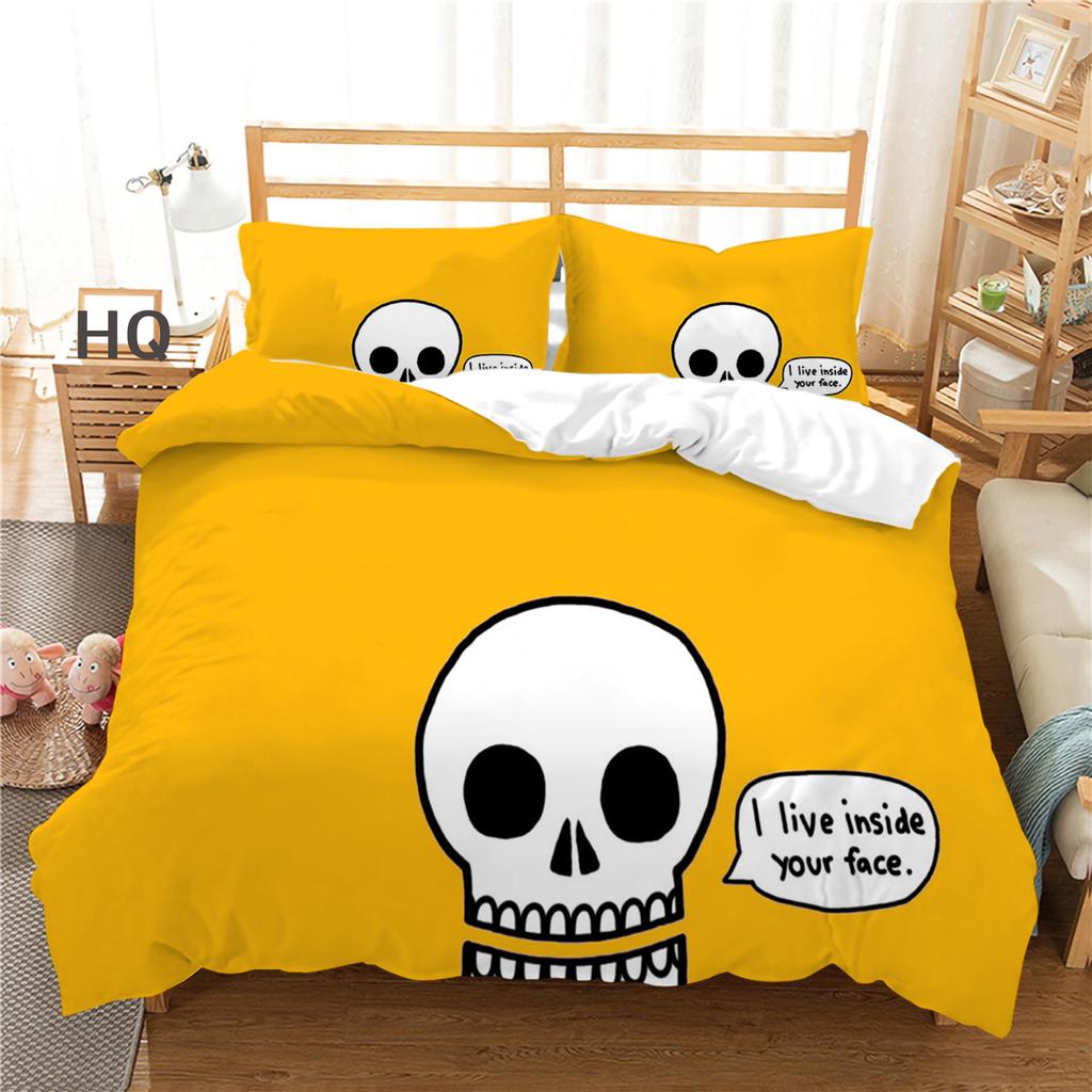 3D Digital Printed Bedding Set, Black Skull Head Series Bedding Cover, Pillowcase, Duvet Cover, AU240 * 270, Extra Large Home Decoration