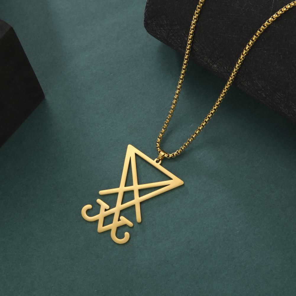 Jeshayuan Sigillo Di Lucifero Satana Simbolo Ciondolo Acciaio Inossidabile Collana Per Uomini Donne Sigillo Di Satana Emblema Amuleto Gioielli