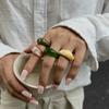 SHIXIN 4 Styles Bohemian Smooth Surface Acrylic Resin Ring for Women Vintage Elegant Irregular Finger Rings New Trendy Jewelry