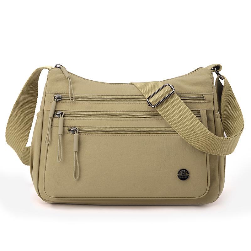 Texture Versatile Solid Color Multi-pocket Practical Nylon Cloth Bag New Solid Color Casual Oblique Span Shoulder Bag