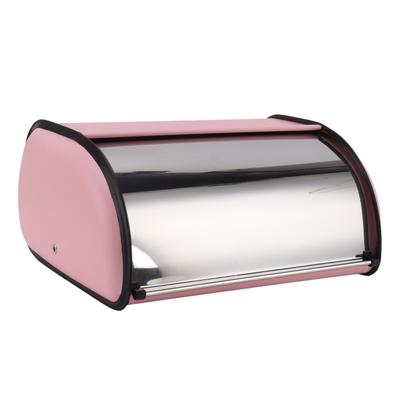 Arbeitsplatten-Brotaufbewahrungsbehälter Rosa Spiegelglanz Rolltop-Brotdose für Küche Bäckerei