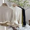Autumn And Winter Thick Plush Velvet Sweaters Women Half High Collar Lace Knit Jumper Sweater Casual Solid Warm Pullovers 29787