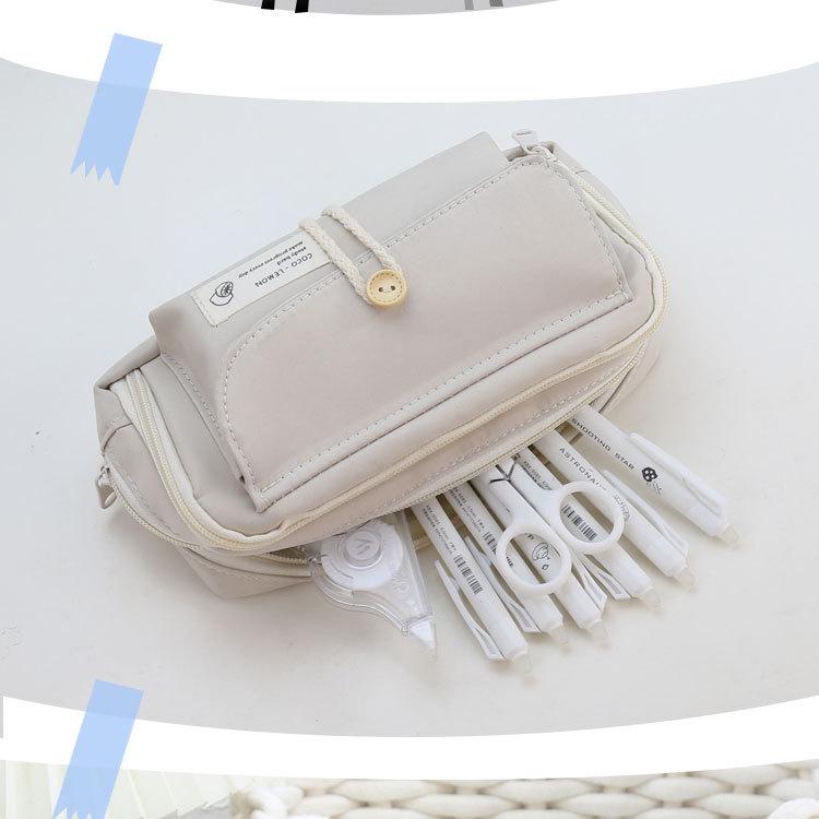 Japanese Style Cotton Rope Pencil Case - Large Capacity for Junior & Senior High School Students
