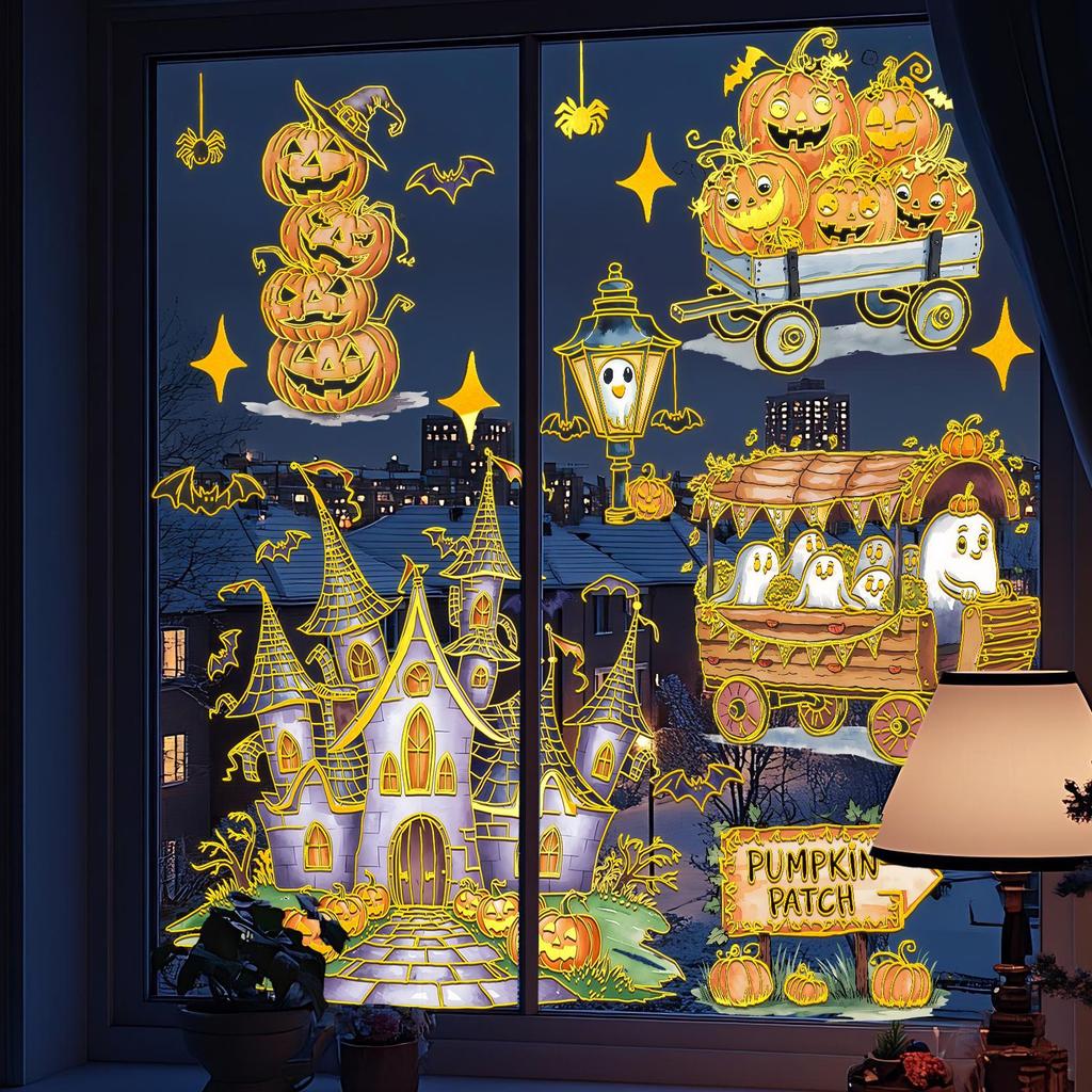 Da 150.44 Million Holy Festival Castle Ghost Static Window Sticker Bedroom Living Room Home Background Decorative Wall Sticker