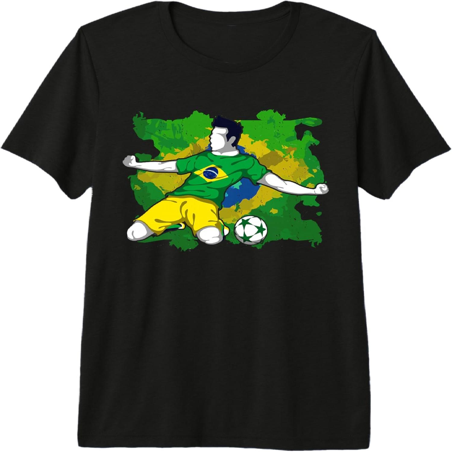 Brazil Soccer Team Brazilian National Flag Football Lovers Premium T-Shirt S