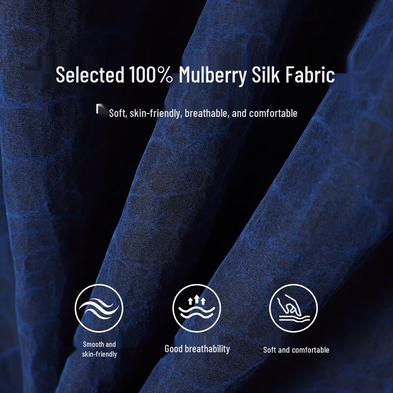 Qianbainian Women's Mulberry Silk T-shirt with Cracked Pattern