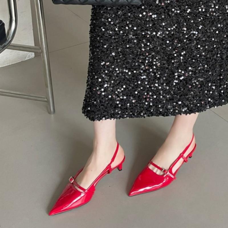 Fashion Bailamos 2024 Fashion Brand Design Buckle Women Pumps Point Toe Slip On Work Shoes Low Heel Spring Autumn Party Wedding Shoes Mu
