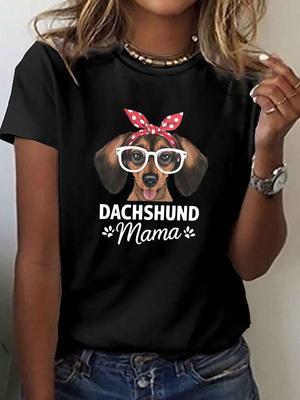 Dachshund Mama With Glasses Bandana T-shirt