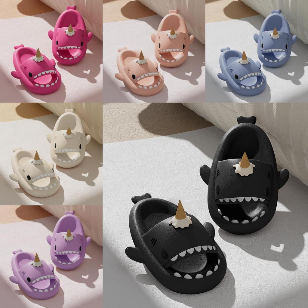 Ice Cream Shark Slippers For Men Women Summer Thick Sole Antislip Shock Absorption Comfortable