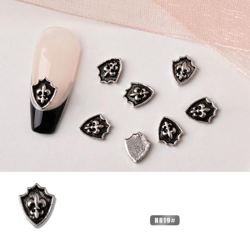 10Pcs-Cross Series 3D Nail Art Charms,Metal Punk-Chrome Hearts Nail Art Jewels Decals for Fingernail Toenail Decorations