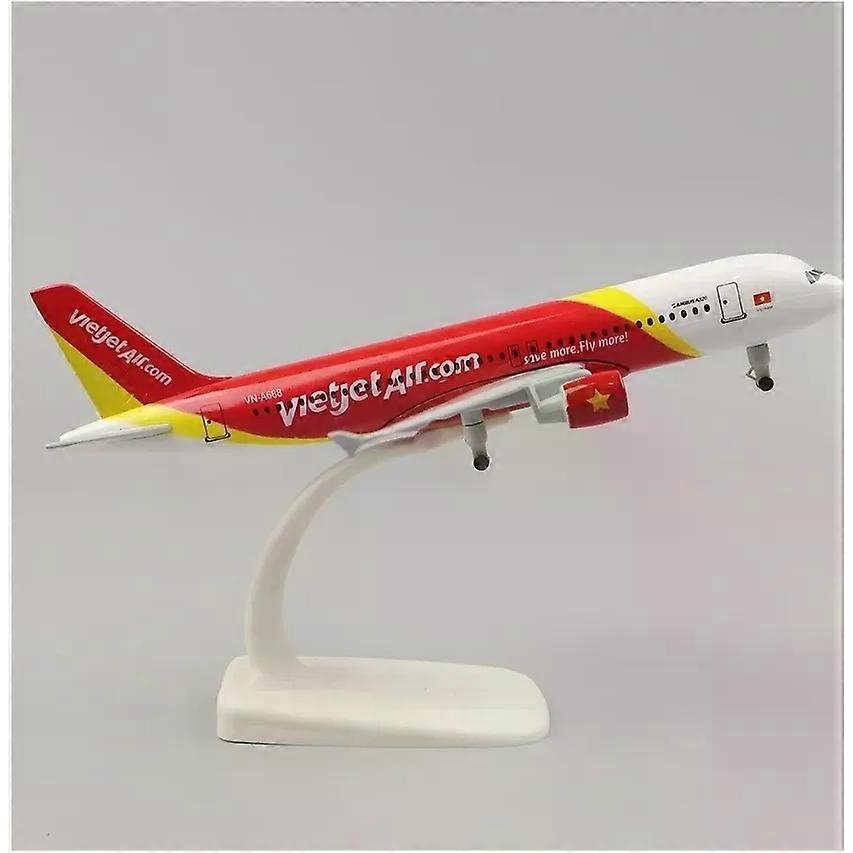 20cm 1:400 Scale A320 Vietjet Airplane Model Metal Aircraft Alloy Material Aviation Mold Gift Series
