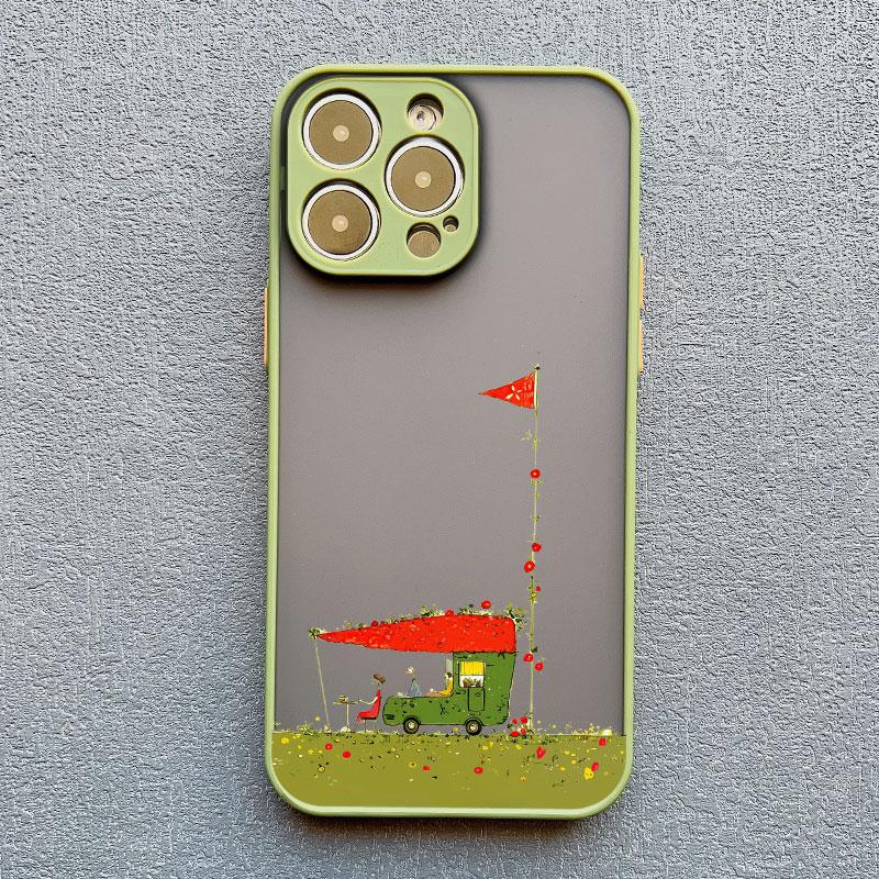 Cute Vacation On Beach Cartoon Phone Case for iPhone 16 15 14 Pro Max Plus 11 12 13 Pro Max Mini XR XS X SE2 Shockproof Covers