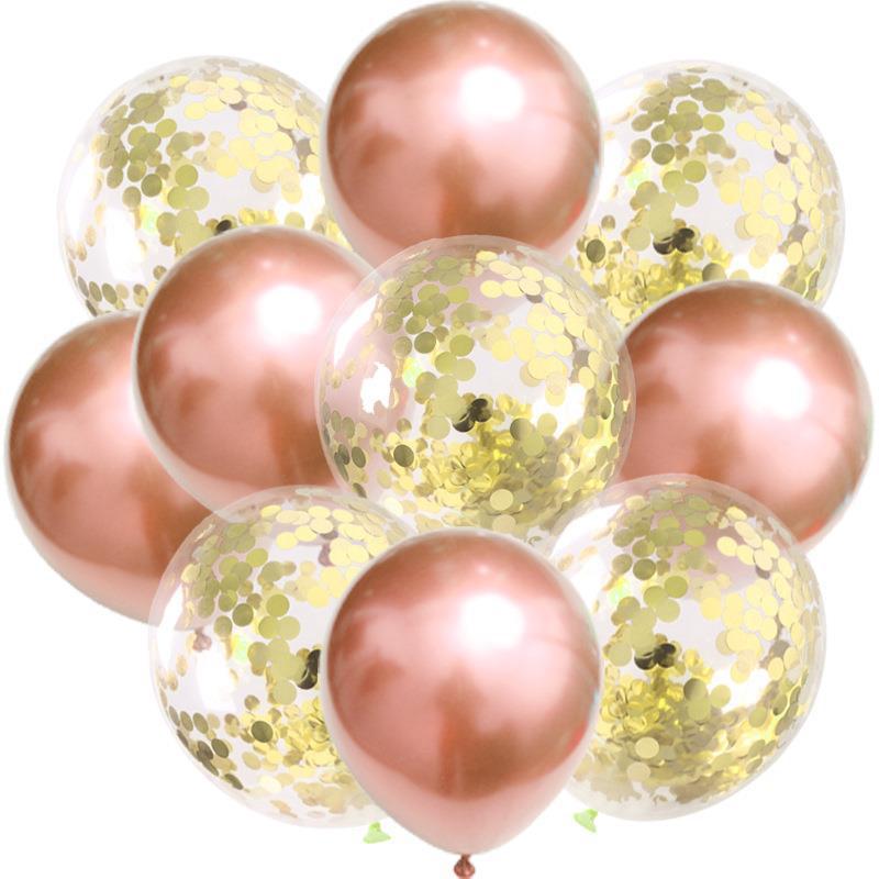 Birthday & Ceremony Decoration Balloon Set: Metallic Sequins, Table & Ground Floating Balloons.