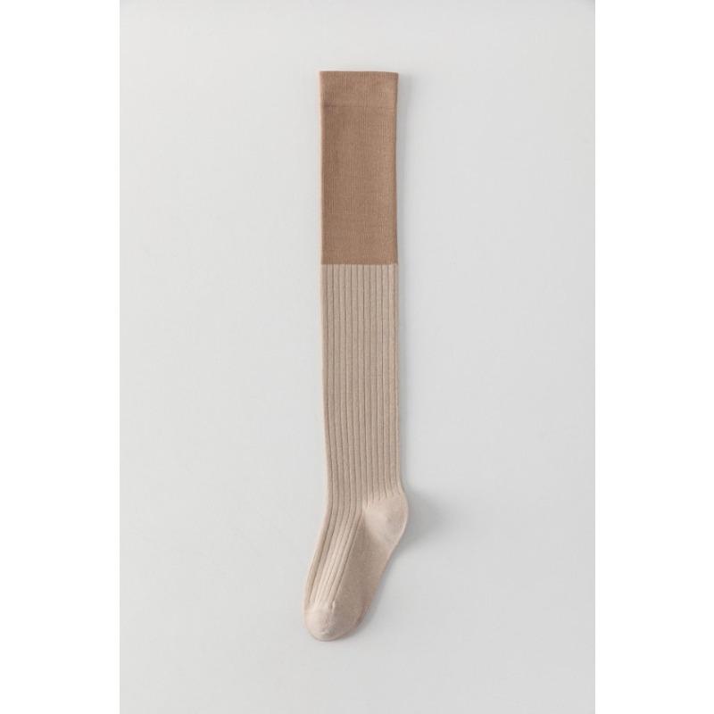 College Style Pressure Comic Leg Black and Gray Contrasting Over-the-knee Socks Women's Striped Slimming Autumn and Winter Thigh Socks