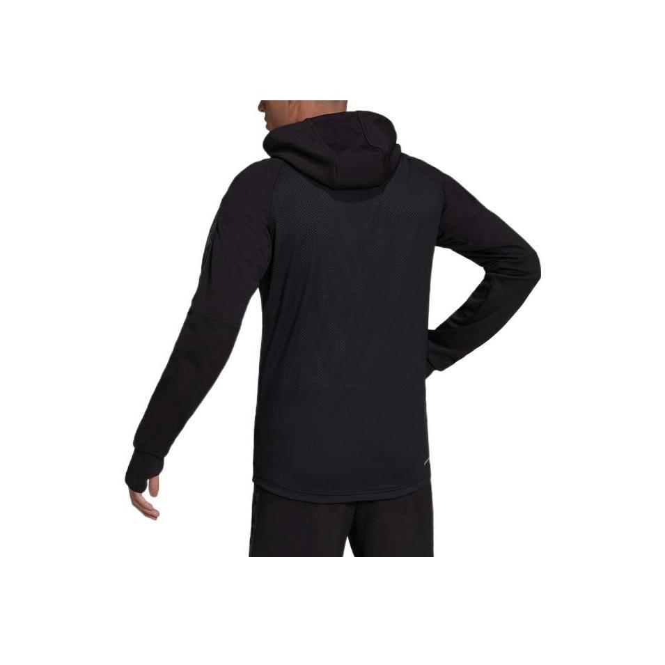 Adidas Logo Print Striped Zip Hoodie Jacket Men Jackets Black GV5302