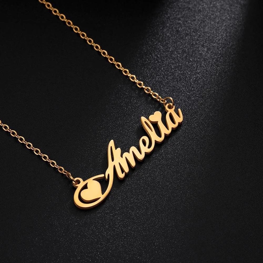 Cazador Custom Butterfly Heart Infinity Pendant Name Necklace for Women Stainless Steel Personality Names Necklace Jewelry Gift