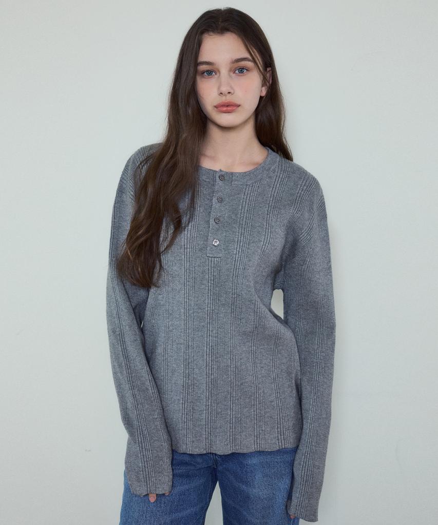 Wednesday Oasis For Woman W/Always Ribbed Henley Neck Washable Knit_4 Colors (Wc25_Kn04)