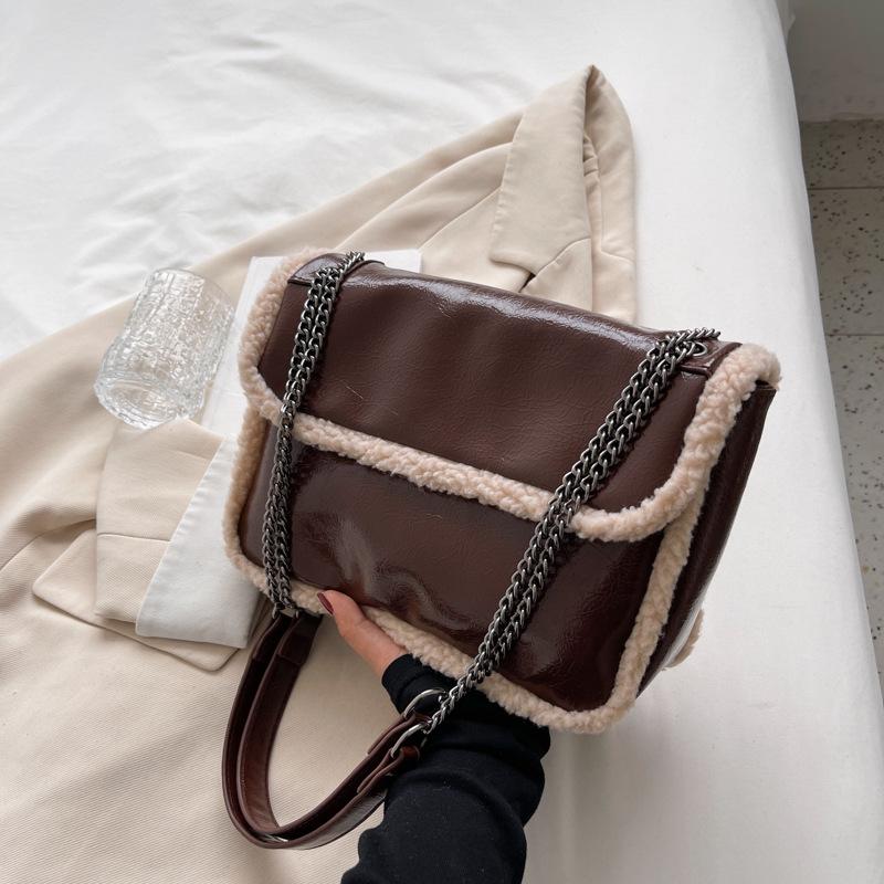 Plush Bag New Trendy High-end Shoulder Bag Women's Bag Fashionable Texture Versatile Messenger Chain Bag