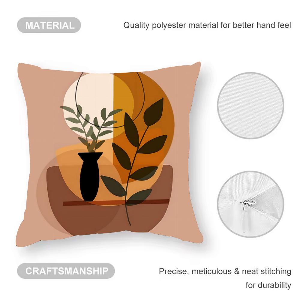 Trend Rustic Geometric Floral Cushion Cover Anti-dustmite Pillowcase Invisible Zipper Silky Short Plush Sofa Cushion Cover
