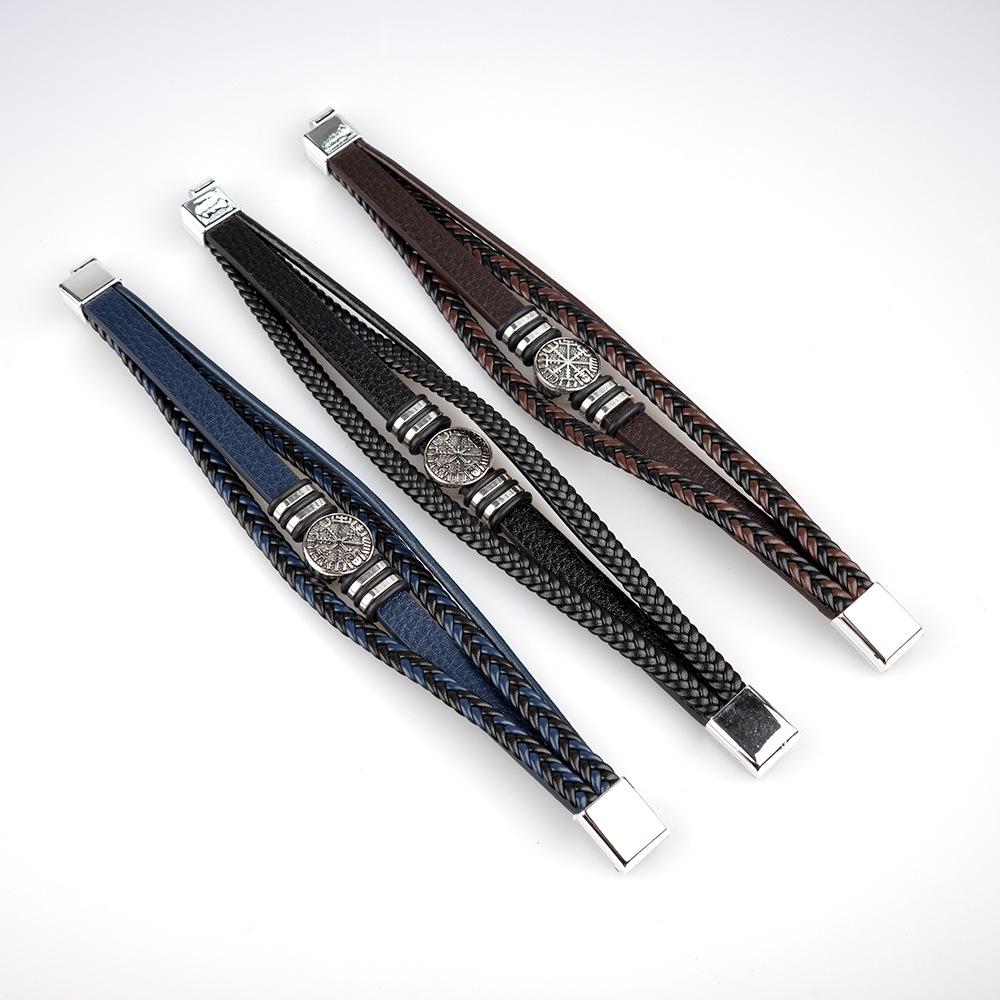 Men's Multi-layer Punk Leather Compass Bracelet - European and American Fashion Trend