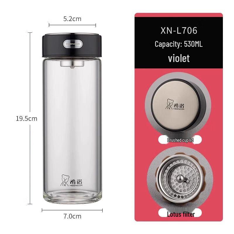 Heenoor Portable Single-Layer Borosilicate Glass Tea Cup