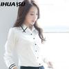 IHUASU Women's Fashion Casual Solid Color Print Long Sleeve POLO Neck Blouses & Shirts
