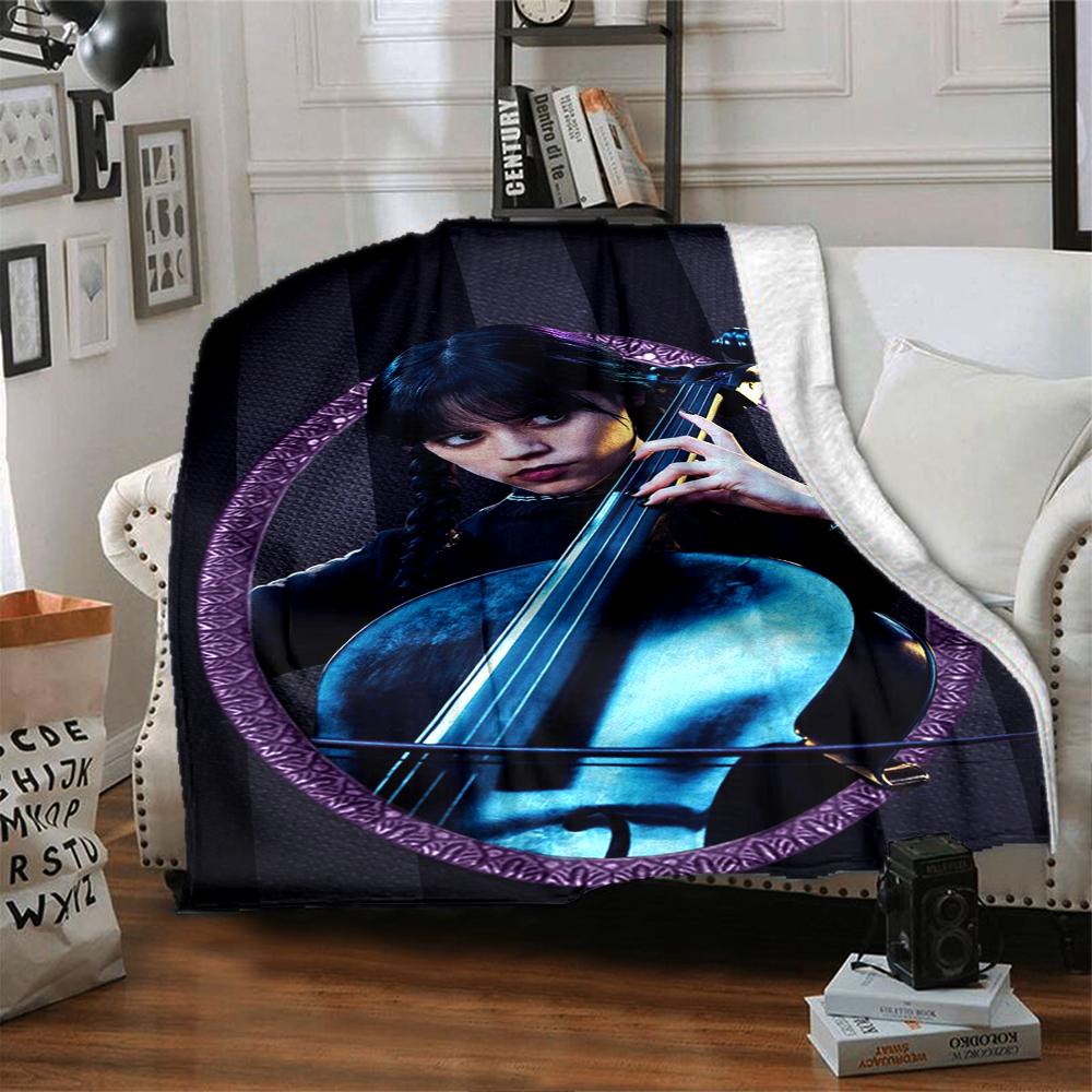 1Pc Ethereal Violinist Shadows Blanket For Couch Bed Plush Cozy Fuzzy Blanket Super Soft Warm Blankets For Fall And Winter 0918164