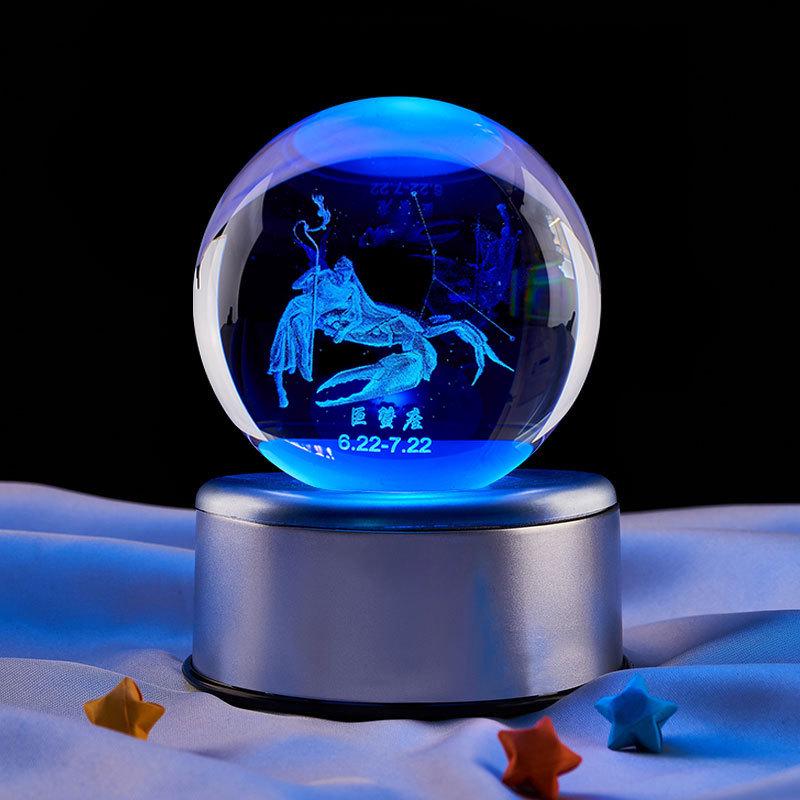 Pisces Constellation 3D Crystal Ball Night Light – Valentine's Day & Birthday Gift for Girls