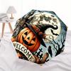 Halloween Welcome Sign with Witch Hat PumpkinFull Moon DecorUmbrella, Portable 3-Fold Compact Umbrella for Men & Women Gift