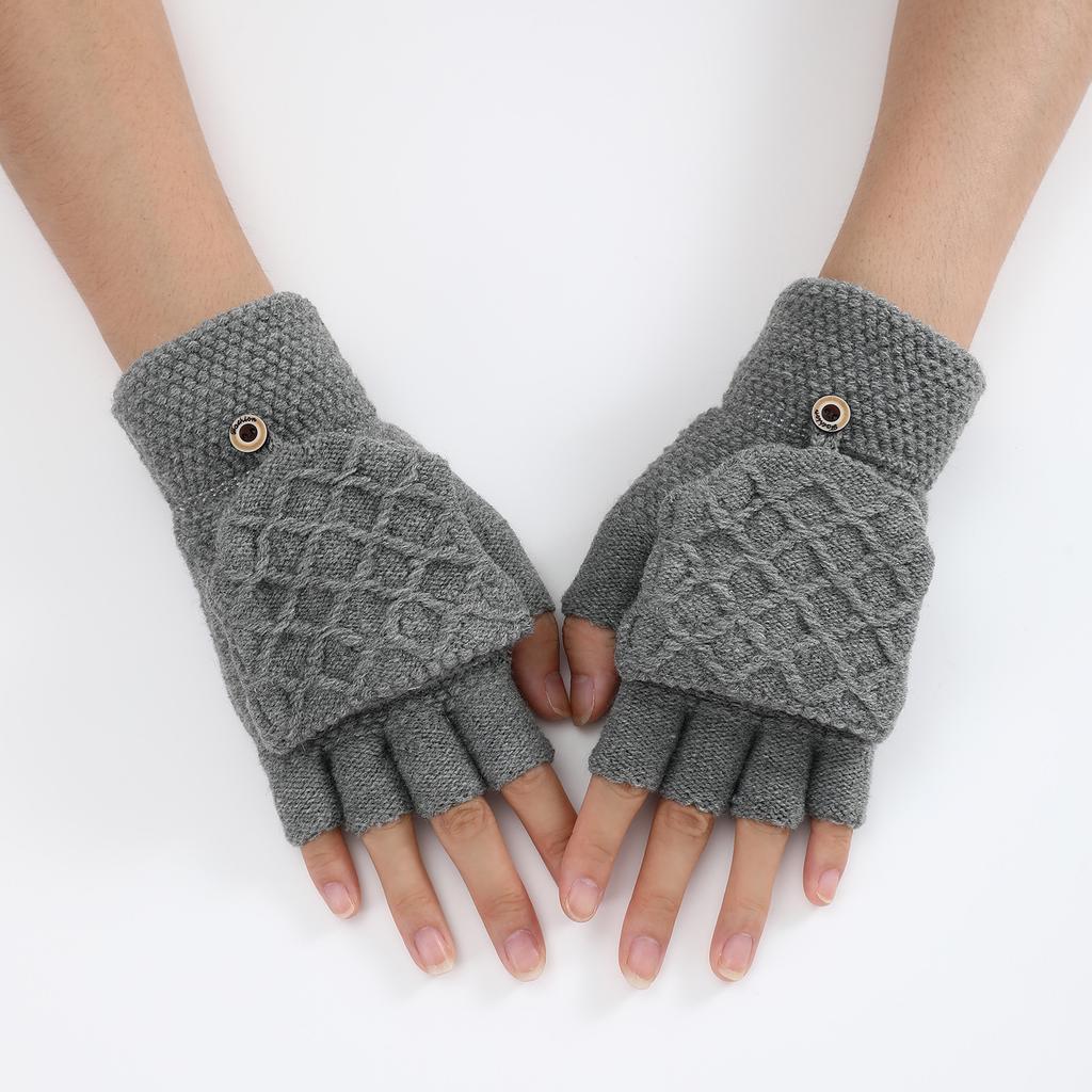 New Autumn and Winter Styles of Men's and Women's Woolen Short Sleeve Sleeves Fingerless Gloves Warm Fashionable and Trendy Half Finger Gloves