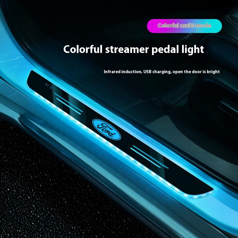 Car LED Telecontrol Wireless Welcome Lamp Door Sill Pedal Light Ford ST Mondeo Explorer Ecosport Ranger Fiesta Kuga Focus Edge