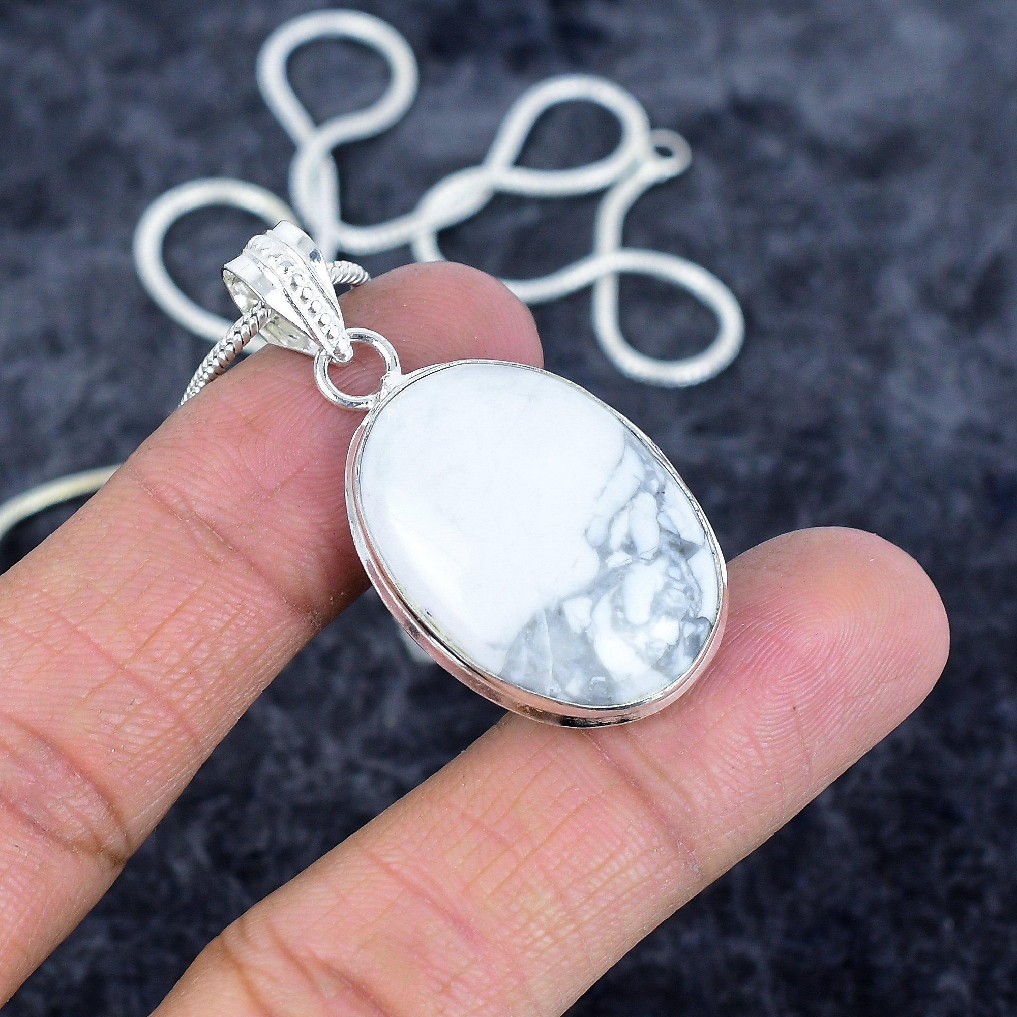 

Howlite Jasper Gemstone Handmade 925 Sterling Silver Jewelry Pendant 1.77 M-2963