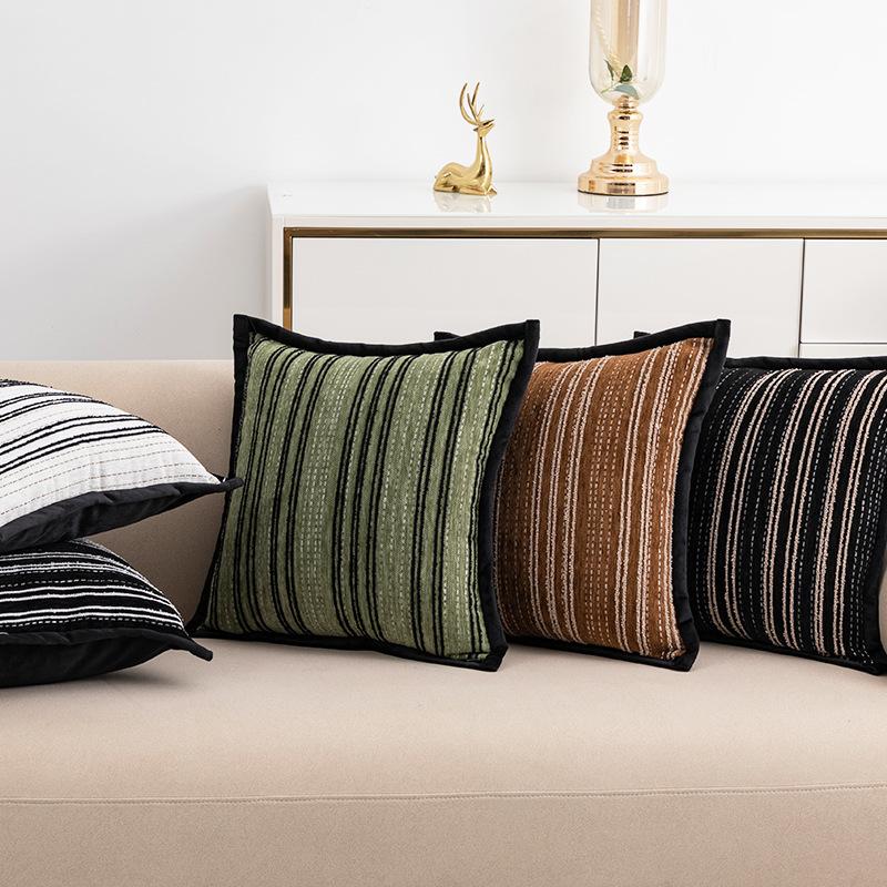 Fast Charging Unisex 30X50/45X45cm Simple Chenille Pillowcase Cojines Yarn-Dyed Jacquard Striped Throw Pillow Cover Geometric Soft Cushion Covers