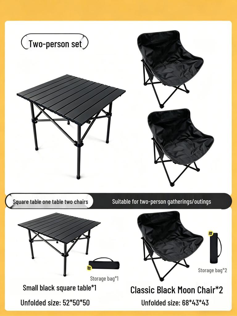 Moon Chair Set: Portable Outdoor Folding Chairs & Fishing Stool (3-Piece)