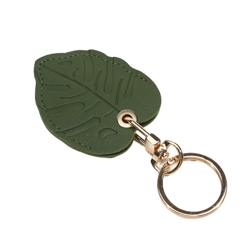 Useful PU Leather For Airtag Protective Sleeve Access Control Card Cover With Keychain Cartoon Leaf Badge Card Holders