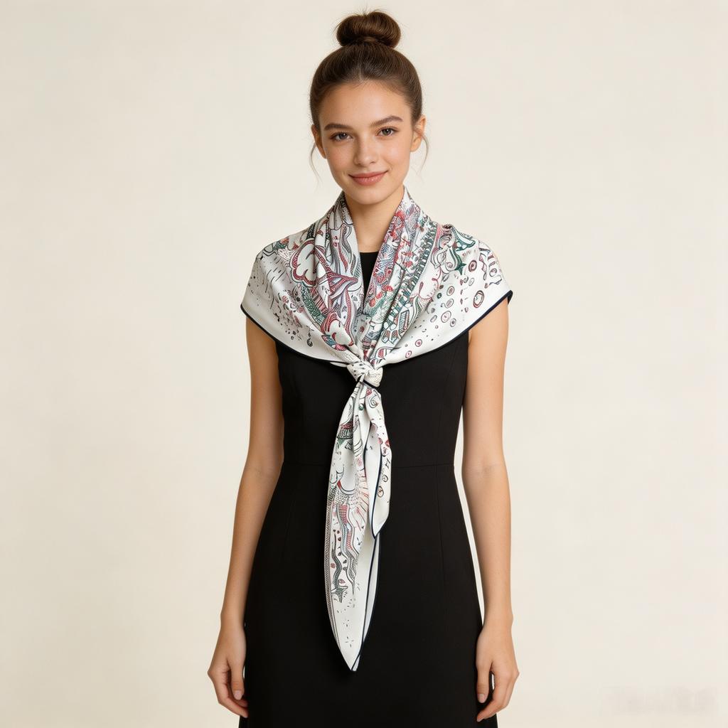 Mulberry silk fashion printed large square scarf women's decoration versatile scarf shawl temperament silk scarf wrapped tube top top