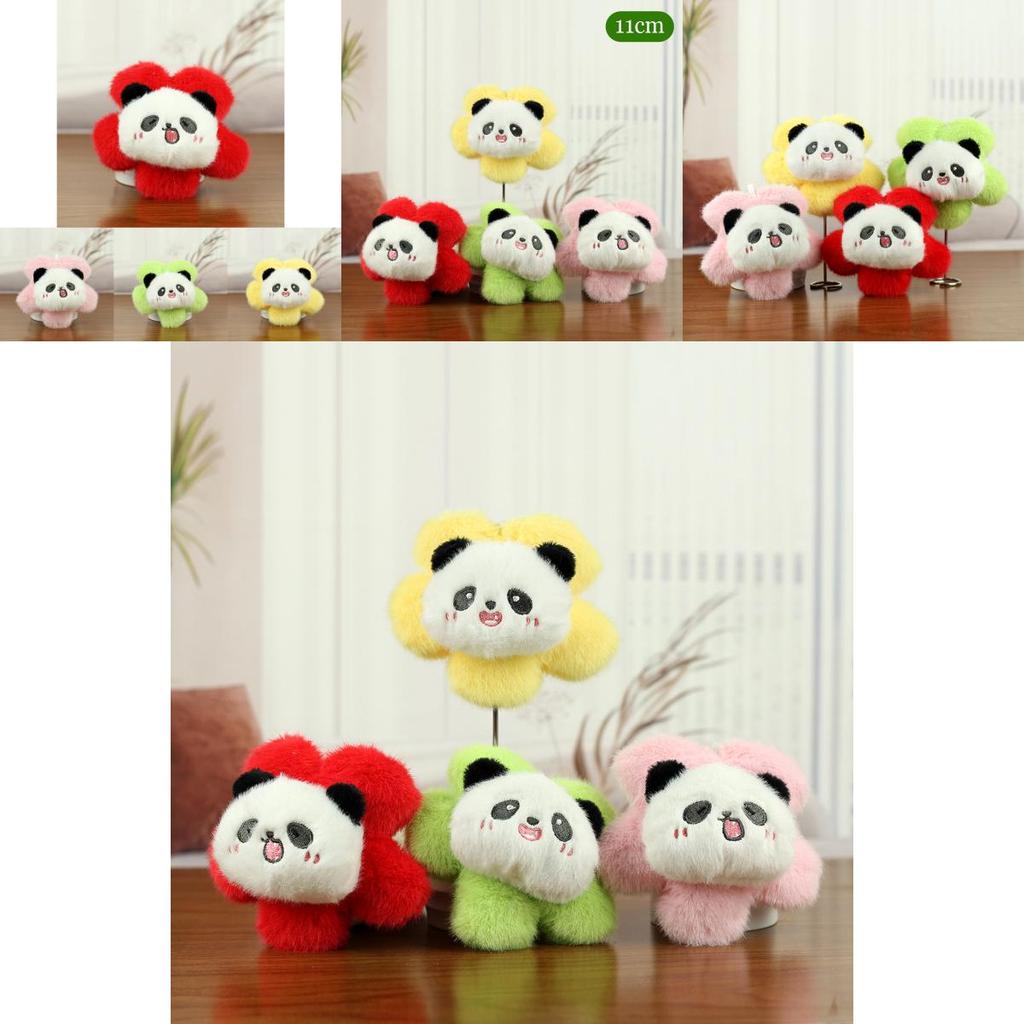 Adorable Colorful Panda Plush Keychain Accessory With Cute Flower Design For Bags