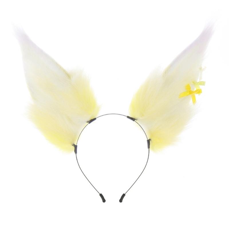 Comfortable Anime Ear Hairband Furry Artificial Furs Bendable Design Hairband for RolePlay Party Gathering Dressingup жёлтый