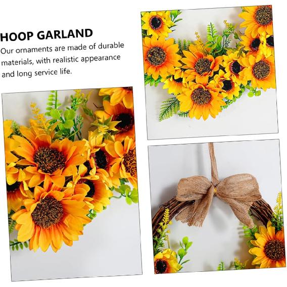 NOLITOY 1pc Sunflower Door Trim Decoraciones para Salas De Casa Flower Hoop Garland Hanging Hoop Wreath Large Sunflower Wreath Summer Front Door