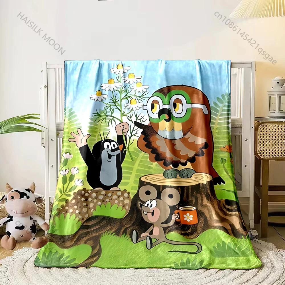 Kleiner Maulwurf Cartoon Überwurfdecke Weiche Flanelldecke für Bett Sofa Vier Jahreszeiten Kindergeschenk Heimtextilien