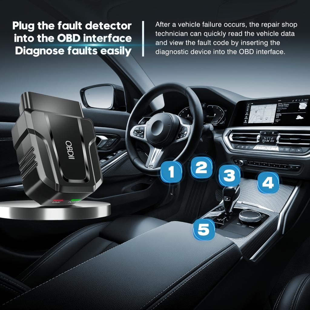 OBD2 Skannerleser Trådløst Auto Diagnostisk Skanneverktøy For iOS & Android For Ytelsestest Trådløs 5.4 Bil Sjekk Motor Bil Kodeleser