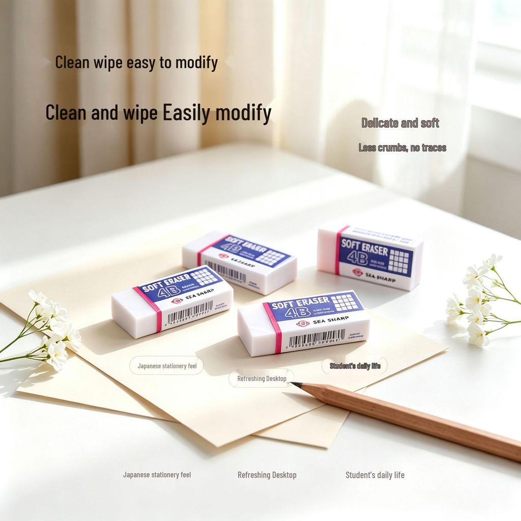 4B Soft Non-marking Eraser - Ideal for Students, Art, and Exams - Crumb-Free and Easy To Use
