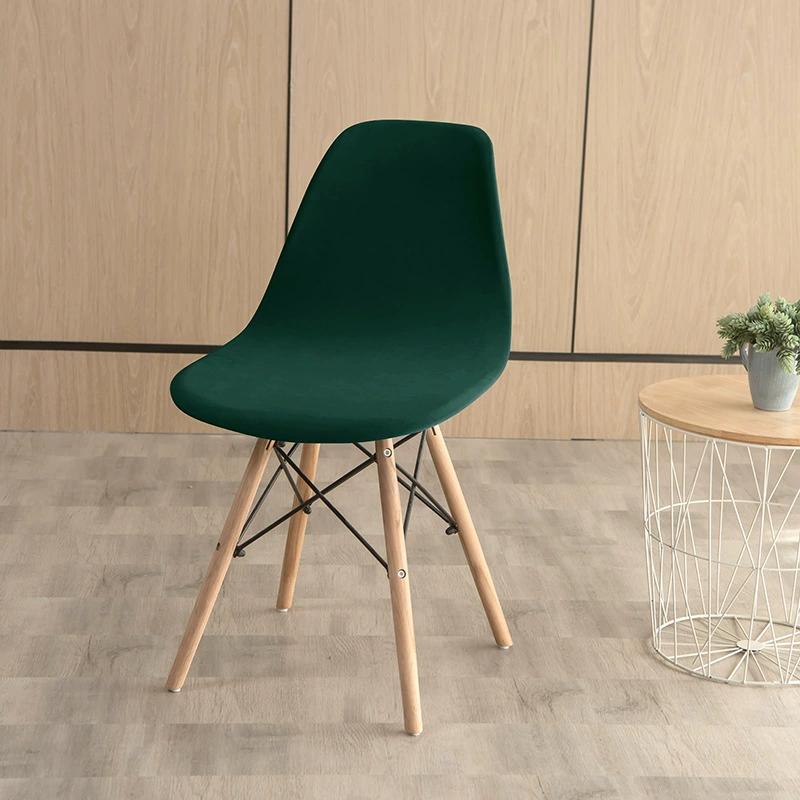 Velvet Shell Chair Cover Solid Color Stretch Armless Chair Covers Elastic Dining Seat Cover Home Hotel Party Banquet Wedding