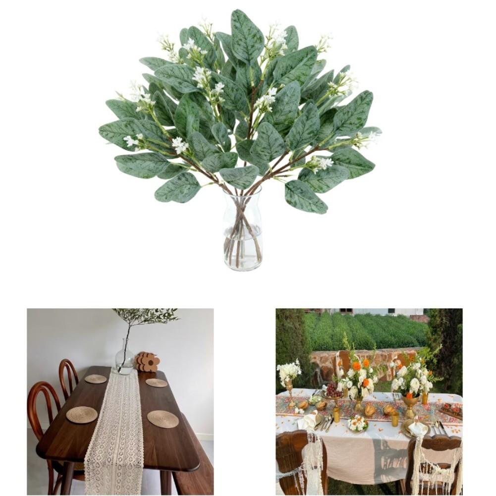 

Set of 12 artificial eucalyptus leaves for home For Garden wedding table decoration green plastic realistic 28 cm length China Mainland