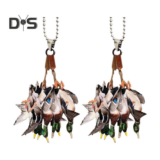 

2/3/4/5 шт. подвеска для автомобиля в виде утки с ремешком, легко подвешивается, охотничий декор, акриловое рождественское украшение 2pcs